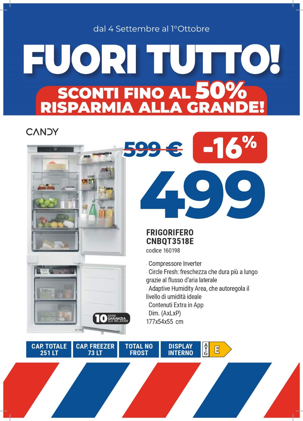 FRIGO CANDY CNBQT3518E INCASSO